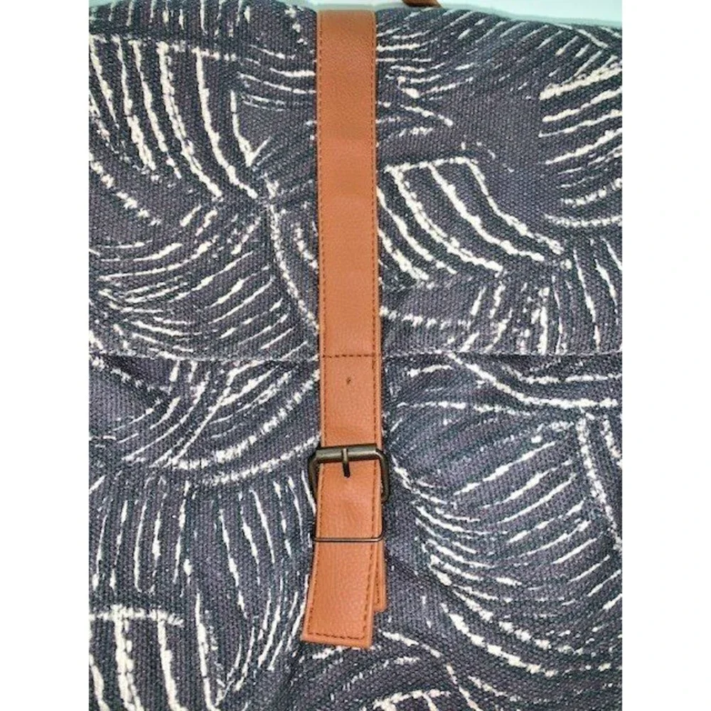 Lu‎ & Elle Backpack Paradise Palm Blue Canvas Flap Drawstring Travel Bag